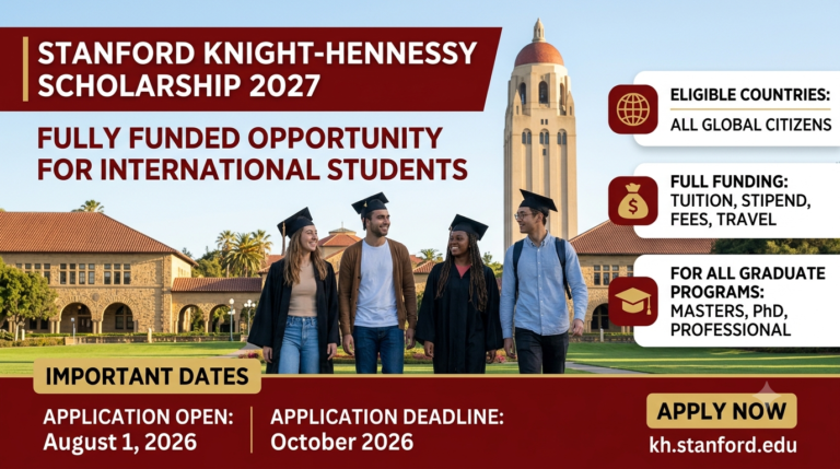 Stanford Knight-Hennessy Scholarship 2027 in USA: Fully Funded Opportunity for International Students
