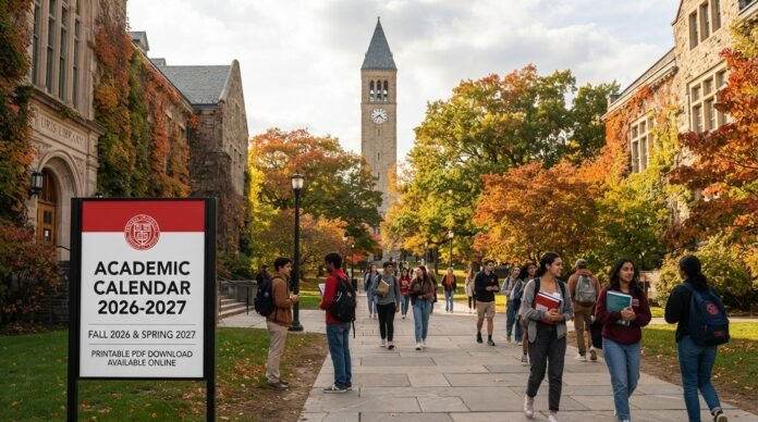 Cornell University Academic Calendar 2026 27 Printable Pdf Download